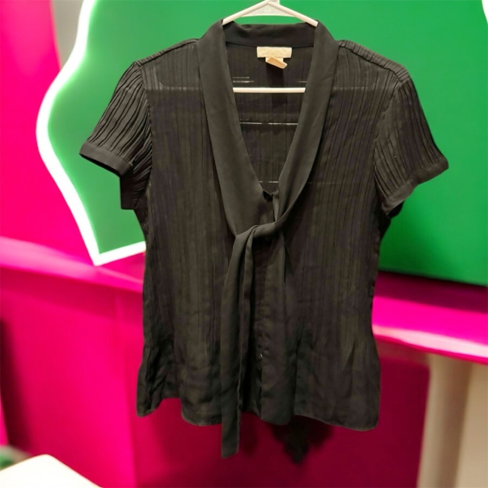Worthington Elegant Black Sheer Blouse MEDIUM